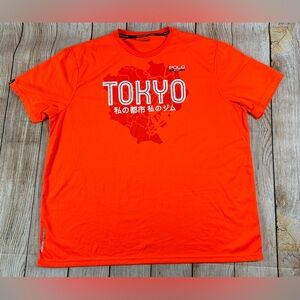 Polo Sport Tokyo Ralph Lauren Performance Bright Orange Shirt Thermo vent Large